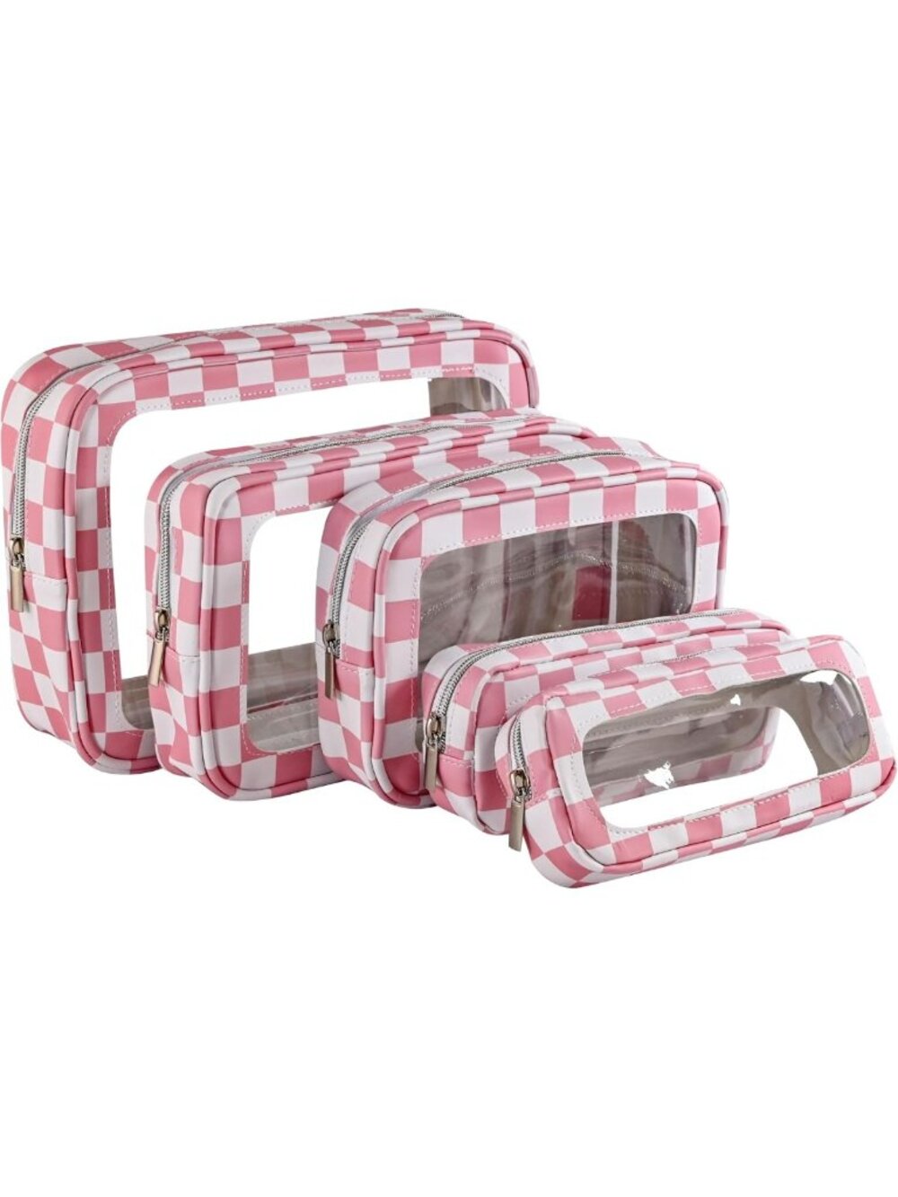 Waterproof Clear Diaper Bag Organizer Pouches - 5-Piece Packing Cube Set (Pink)